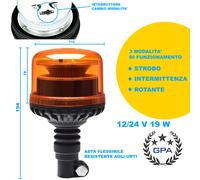 FARO LED SEGNALAZIONE 3 MODALITA' ASTA SNODABILE RESISTENTE AGLI URTI