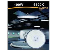 FARO LED SLIM INDUSTRIALE 100W UFO LAMPADA RIFLETTORE IP65 LUCE FREDDA HE02-100W