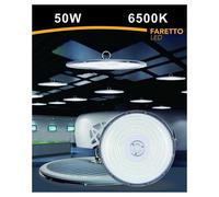 FARO LED SLIM INDUSTRIALE 50 W UFO LAMPADA RIFLETTORE IP65 LUCE FREDDA HE02-50W