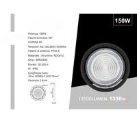Faro LED SMD 100 150 200W Campana Circolare con Gancio IP65 Esterno 6500K Nero