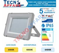 Faro Led SMD 150W Chip Samsung Sottile Faro da Esterno IP65 V-TAC VT-150