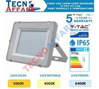 Faro Led Flood Light 150W IP65 Bianco Freddo 6400K Super Slim 52mm Carcassa Nera