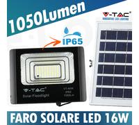 FARO LED SOLARE 16W CON SENSONE CREPUSCOLARE E TELECOMANDO VTAC NATURALE FREDDO