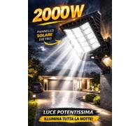 Faro LED solare 2000W Lampione Stradale Crepuscolare con Pannello Solare