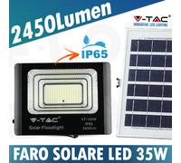 FARO LED SOLARE 35W CON SENSONE CREPUSCOLARE E TELECOMANDO VTAC NATURALE FREDDO