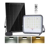 Faro Led 100W Grigio con pannello solare IP66 CCT temperatura colore regolabile Dimmerabile con telecomando e con sensore crepuscolare Aigostar