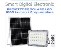 Faro Led solare con pannello e sensore crepuscolare 1200 lumen IP65