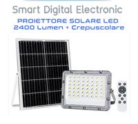 Faro Led solare con pannello e sensore crepuscolare 2400 lumen IP65