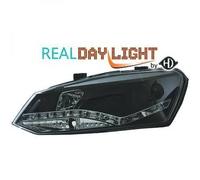 Faro LHD Proiettore LED DRL Coppia Chiara Nera Per VW Polo 6R 09-14