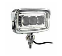 Faro Moto Per Cruiser Per Bobber Moto Faro LED Quadrato Fascio Alto/Lontano Retro Visiera 10mm Montaggio Inferiore Universale(Cromo)