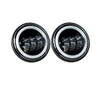 Faro Motocicletta Motociclo 4.5 Pollici LED Fendinebbia DRL Halo Ring 30W Rotondo Impermeabile 4 1/2 Ausiliario Sorpasso(A Black with DRL)