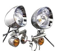 Faro Motocicletta Per Racer 1 Set Universale Cromato Motociclo Faretto Indicatore Direzione Lampada Guida Ausiliaria