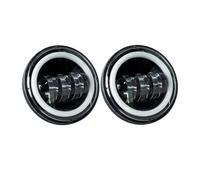 Faro Motocicletta Svolta Ausiliaria LED Rotonda 4.5 Pollici Moto Anello Halo DRL Impermeabile 30 W 4 1/2(A Black with DRL)