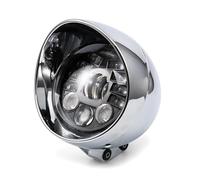 Faro motociclo Faro Rotondo Da 7,5" Con Anello Alone Bianco/ambra Per Cafer Per Racer Faro Per Moto A LED Da 7,5 Pollici(Argento)