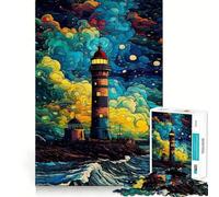 Faro nella notte stellata - Puzzle da 1000 pezzi per adolescenti - Gioco di logica stimolante - Divertimento e svago - Bordo trasparente - Oggetto da collezione 38x52cm