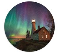 Faro notturno che splende di Aurora boreale boreale Puzzle 1000Pcs Decorazione Per La Casa. Rilassamento E Intelligence Per Adulti E Bambini Da 14 Anni 1000pcs (67.5x67.5cm)