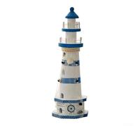 Faro ornamentale in legno fatto a mano per statua marittima per la decorazione della casa costiera, decorazione rustica per mensola sul mare e accessorio da scrivania, tavolo da casa sulla spiaggia