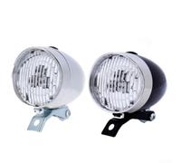 Faro per bicicletta retrò con luce anteriore a 3 LED, corpo in metallo argentato, luce di sicurezza notturna a fascio largo 160 gradi, facile da installare su forcella o foro del freno (batterie non