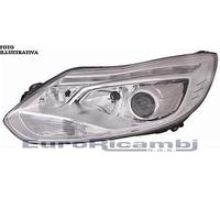 Faro Fanale Anteriore Xenon Led per Ford Focus 2011-2013 Parabola Cromata Destro