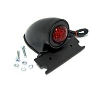 Faro posteriore alluminio nero con porta targa lente rossa omologato