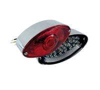 Faro posteriore cromato mod.Cateye, a led con lente rossa. Omologato.