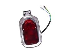 Faro Posteriore Moto Luce posteriore per freno a disco Tombstone da 12 V, cromata, rossa, per motociclette per chopper per cruiser
