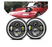 Faro Principale Fari Fari Anteriori A LED Da 7" Per Mazda Per Miata MX5 H6024 1990 1991 1992 1993 1994 1995 1996 1997 Luci Angel Eyes Con Halo Completo Fanale Anteriore(Chrome 2pcs)
