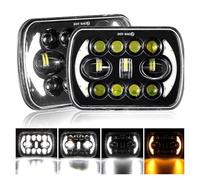 Faro Principale Fari Per Jeep Per Wrangler YJ Per Cherokee XJ Per Comanche MJ 5X7 Faro Anteriore A LED Quadrato 7x6 Pollici Con Indicatore Direzione Anabbaglianti DRL Luce Fanale Anteriore(007)