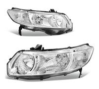 Faro Proiettore Fanale Anteriore Per Civic Sedan 4 Porte 2006-2011 Gruppo Ottico Anteriore Alloggiamento Nero Riflettore Ambra Faro Principale(Chrome Housing Clear)