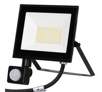 Faro proiettore Led Slim 30W Nero da esterno IP65 Bianco neutro 4000K con sensore crepuscolare e di movimento Aigostar