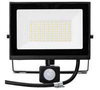 Faro proiettore Led Slim 50W Nero da esterno IP65 Bianco neutro 4000K con sensore crepuscolare e di movimento Aigostar