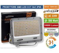 FARO PROIETTORE SMD LED FLOODLIGHT 100W SLIM IP65 COLORE BIANCO CCT 3in1