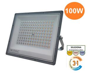 FARO PROIETTORE SMD LED FLOODLIGHT 100W SLIM IP65 COLORE GRIGIO SCURO CCT 3in1