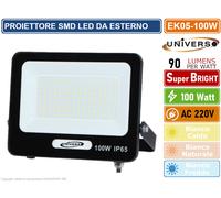 UNIVERSO EK05-100W-N FARO PROIETTORE SMD LED FLOODLIGHT 100W SLIM IP65 COLORE NERO - 3000K 4000K 6500K (BIANCO CALDO)