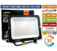 FARO PROIETTORE SMD LED FLOODLIGHT 100W SLIM IP65 COLORE NERO CCT 3in1