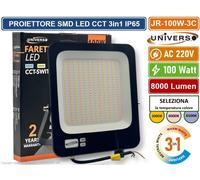 FARO PROIETTORE SMD LED FLOODLIGHT 100W SLIM IP65 COLORE NERO CCT 3in1 [EEK: F]