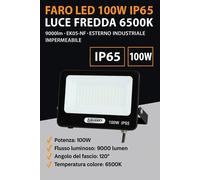 FARO PROIETTORE SMD LED FLOODLIGHT 100W SLIM IP65 COLORE NERO LUCE BIANCA 6500K [EEK: A+++]