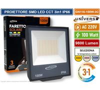 FARO PROIETTORE SMD LED FLOODLIGHT 100W SLIM IP66 COLORE GRIGIO CCT 3in1 [EEK: E]