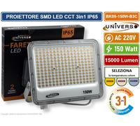 FARO PROIETTORE SMD LED FLOODLIGHT 150W SLIM IP65 COLORE BIANCO CCT 3in1