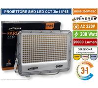 FARO PROIETTORE SMD LED FLOODLIGHT 200W SLIM IP65 COLORE BIANCO CCT 3in1
