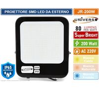 FARO PROIETTORE SMD LED FLOODLIGHT 20-30-50-100-150-200W SLIM IP65 COLORE NERO
