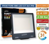 FARO PROIETTORE SMD LED FLOODLIGHT 200W SLIM IP66 COLORE GRIGIO CCT 3in1.