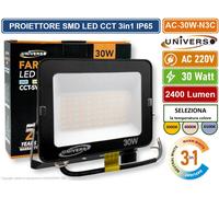 FARO PROIETTORE SMD LED FLOODLIGHT 30W SLIM IP65 COLORE NERO CCT 3in1