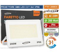 FARO PROIETTORE SMD LED ULTRA SLIM 200W CCT SWITCH TEMPERATURA COLORE SELEZIONAB [EEK: E]