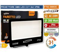 FARO PROIETTORE SMD LED ULTRA SLIM 300W CCT SWITCH TEMPERATURA COLORE SELEZIONAB