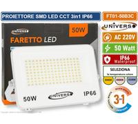 FARO PROIETTORE SMD LED ULTRA SLIM 50W CCT SWITCH TEMPERATURA COLORE SELEZIONABI
