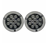 Faro Rotondo A Flangia Montato Riflesso Bianco 12 LED 4" Pollici - Qty 2
