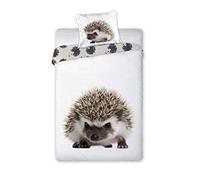 Faro - Set letto singolo cotone copripiumino riccio animale e natura 140x200cm + federa 70x90cm -100% cotone