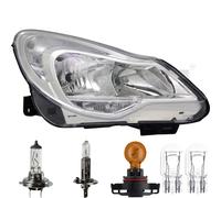 Faro Sinistro Cromato H1/H7/PSY24W Per Opel Corsa D S07 Inclusi Lampadine Osram