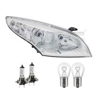 Faro Sinistro Cromato H7/H7/P21W Per Renault Megane III Inclusi Lampadine Osram